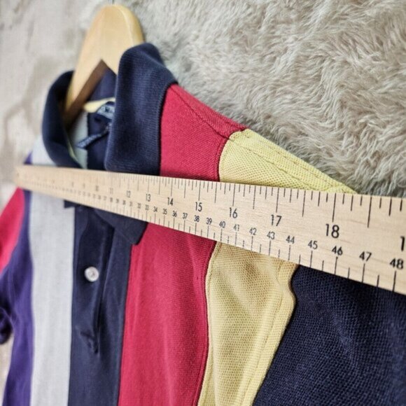 Lands End Direct Merchants Polo Shirt Vertical Striped Color Block Mens Size M - Picture 6 of 10